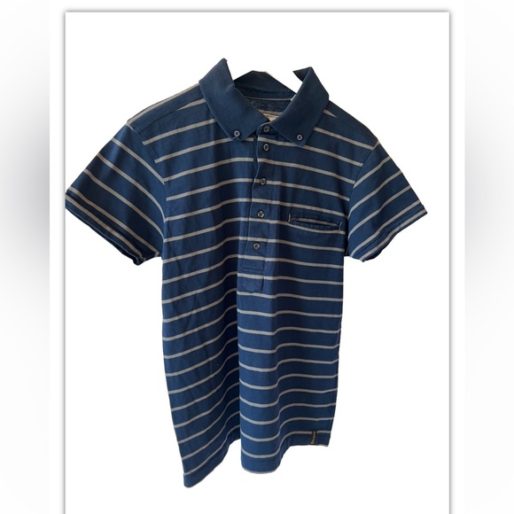 Wrangler Men's Blue Gray Striped Polo Shirt Short Sleeve Medium M Golf - Picture 2 of 4